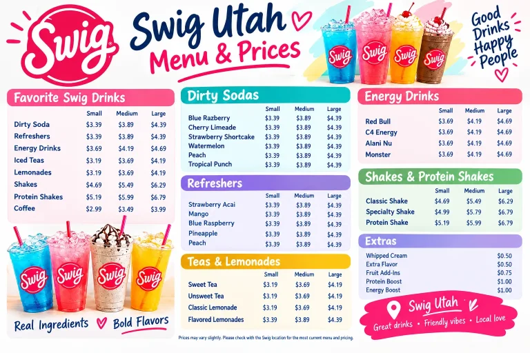 Swig Utah Menu
