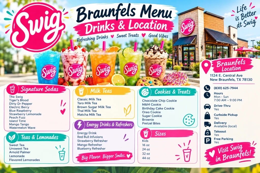 Swig Braunfels' menu